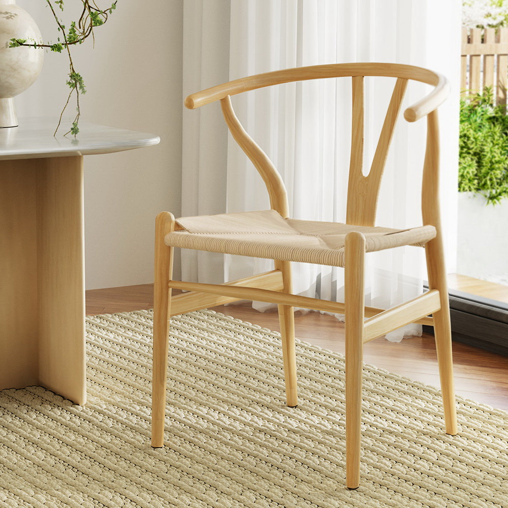 Wishbone Woven Seat Dining Chair - Oak - Homecoze