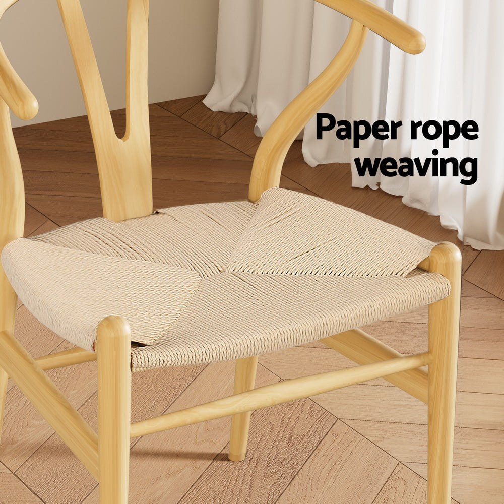 Wishbone Woven Seat Dining Chair - Oak - Homecoze