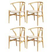 Set of 4 Wishbone Woven Seat Dining Chairs - Oak - Homecoze