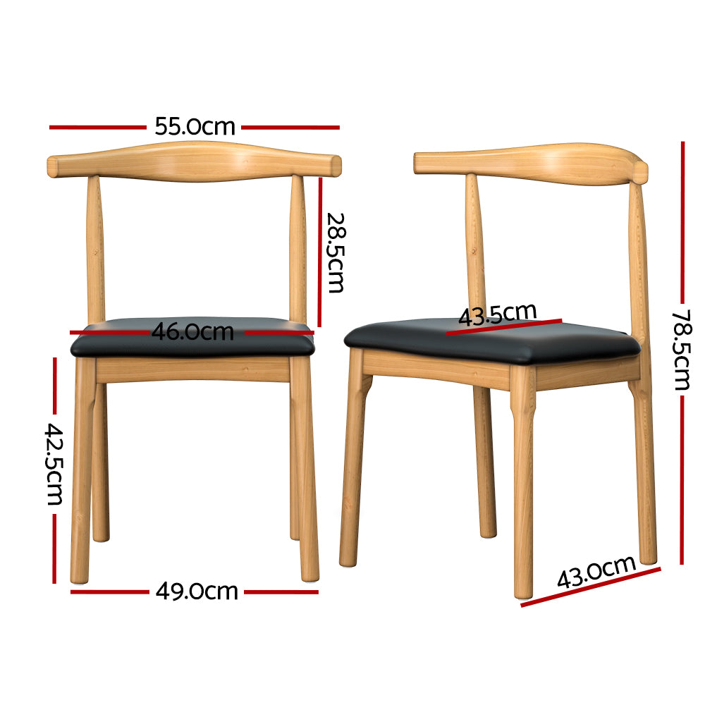 Wishbone PU Leather Dining Chair - Oak - Homecoze