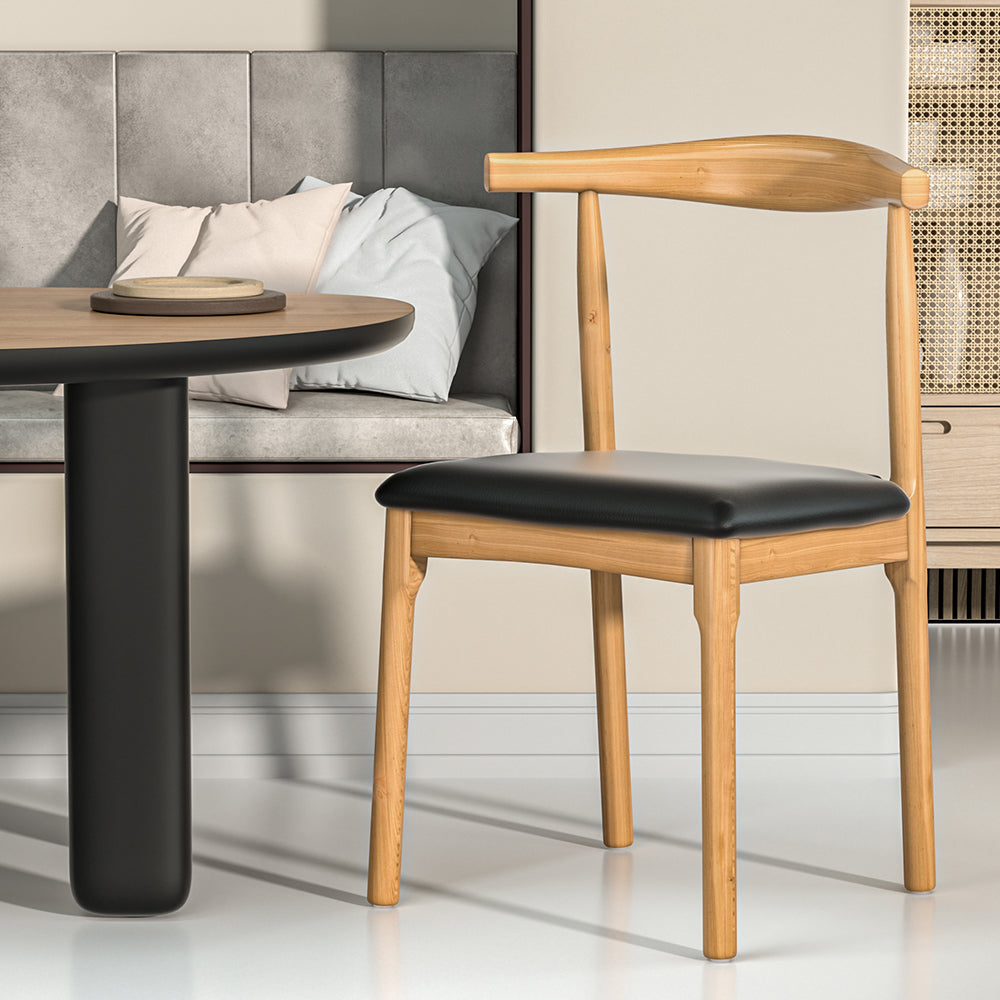Wishbone PU Leather Dining Chair - Oak - Homecoze