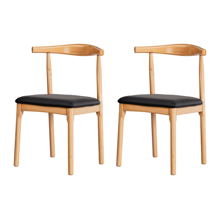 Artiss 2x Dining Chairs Rubber Wood Leather Seat Black - Homecoze