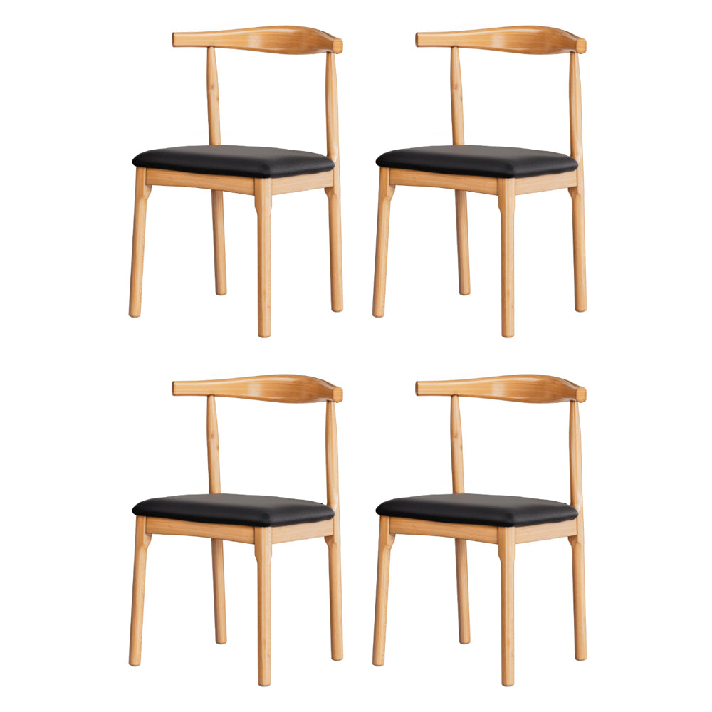 Set of 4 Wishbone PU Leather Dining Chairs - Oak - Homecoze