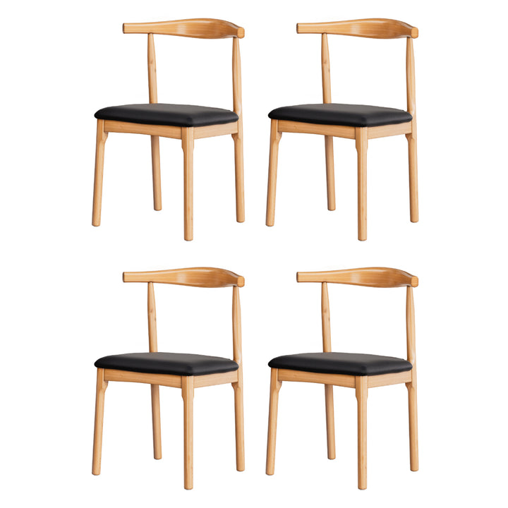 Set of 4 Wishbone PU Leather Dining Chairs - Oak - Homecoze
