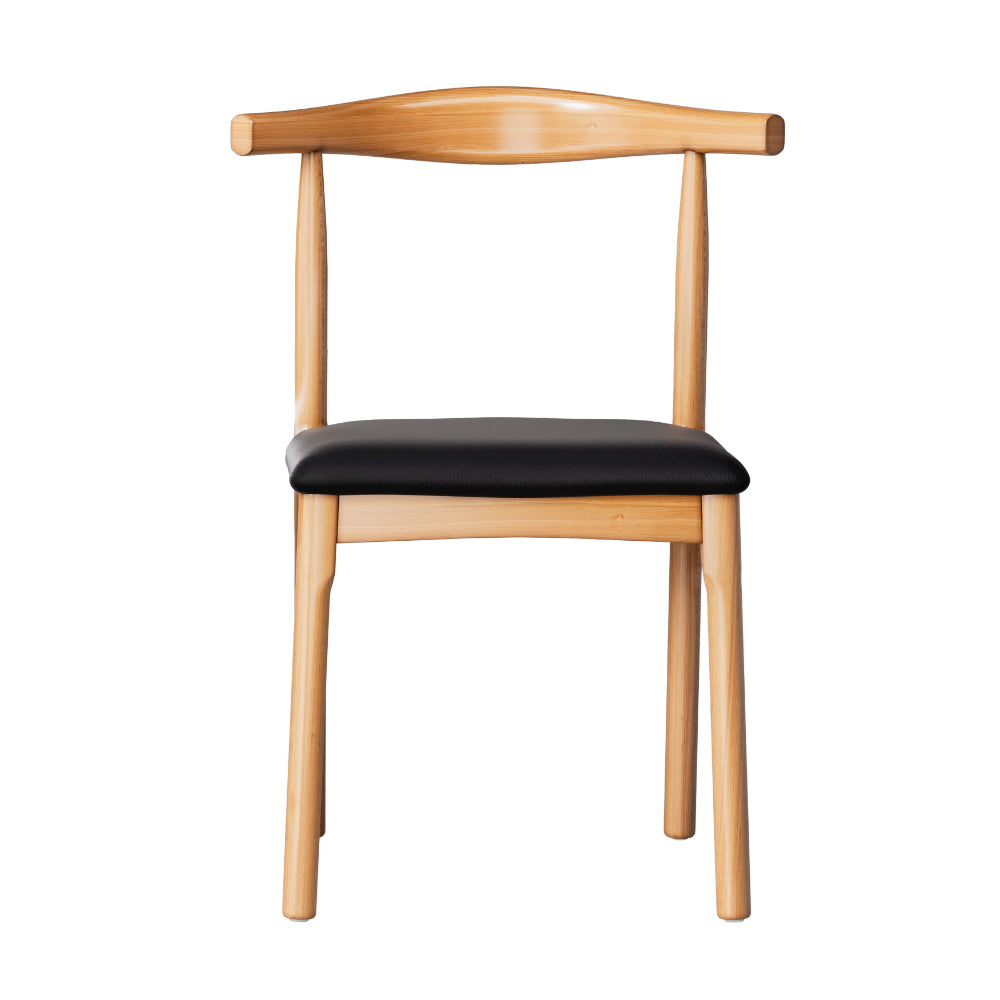 Set of 4 Wishbone PU Leather Dining Chairs - Oak - Homecoze