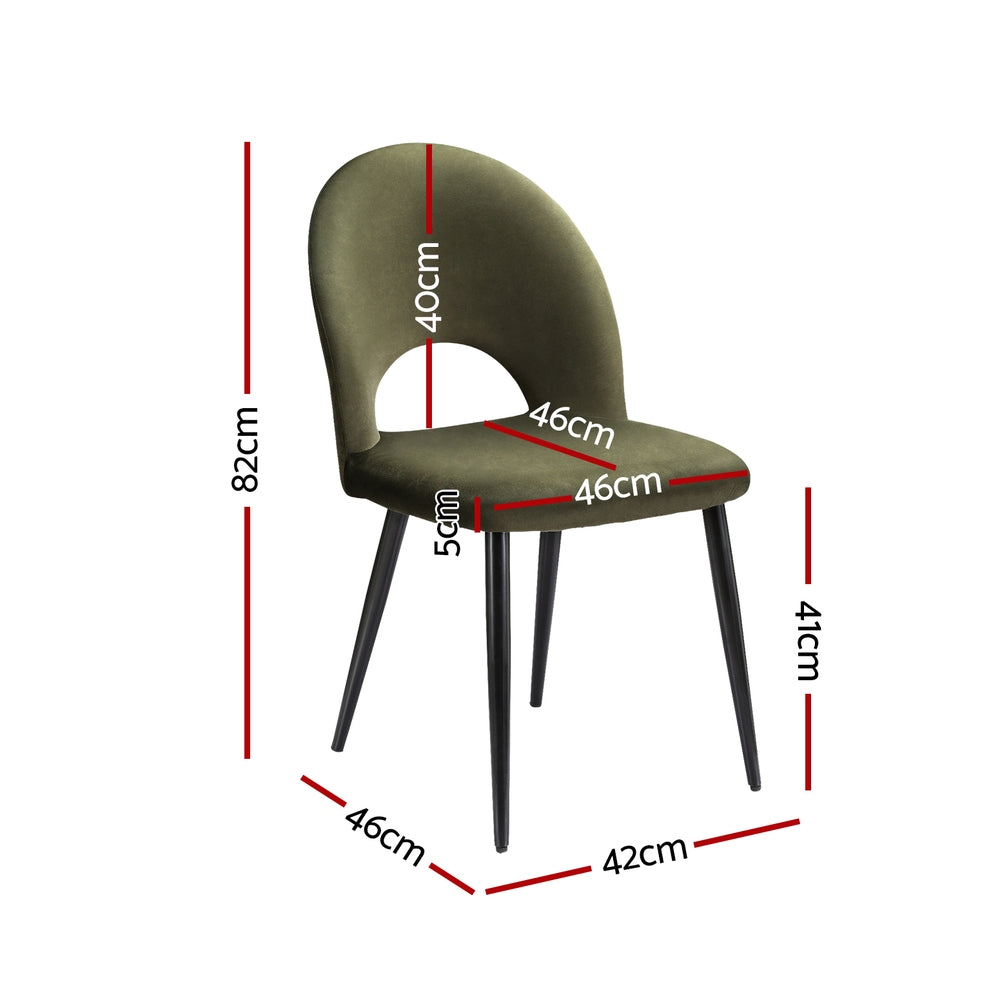 Set of 2 Modern Velvet Dining Chairs - Green - Homecoze