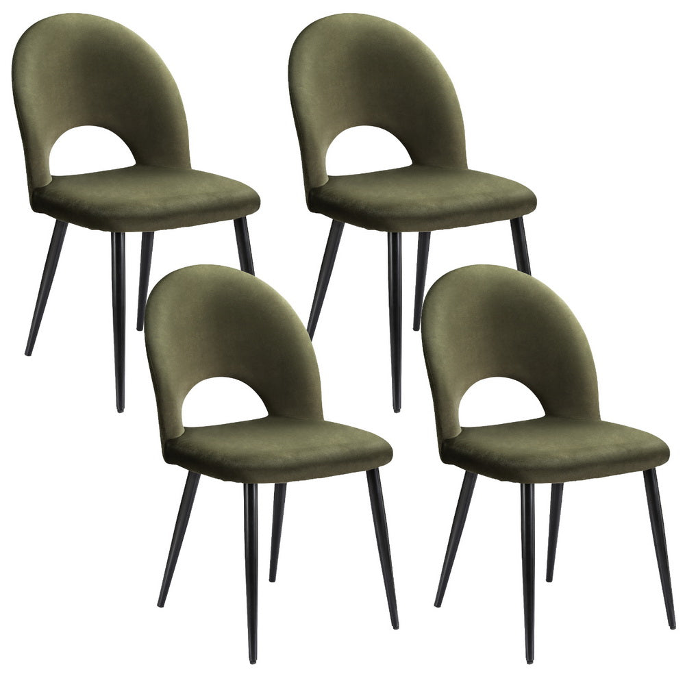Artiss Dining Chairs Set of 4 Velvet Hollow Green - Homecoze