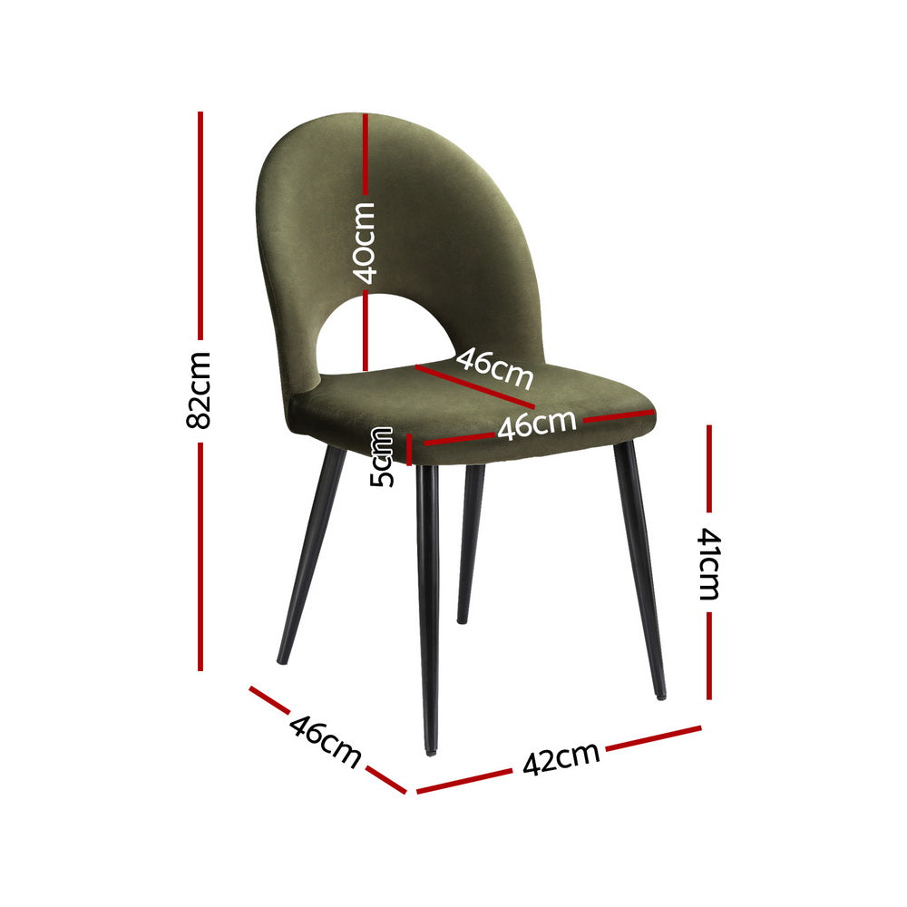 Artiss Dining Chairs Set of 4 Velvet Hollow Green - Homecoze