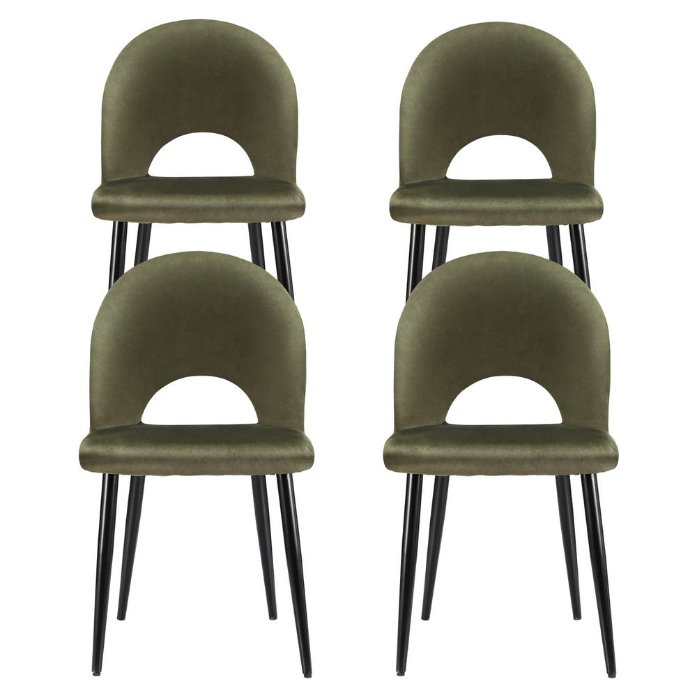 Artiss Dining Chairs Set of 4 Velvet Hollow Green - Homecoze