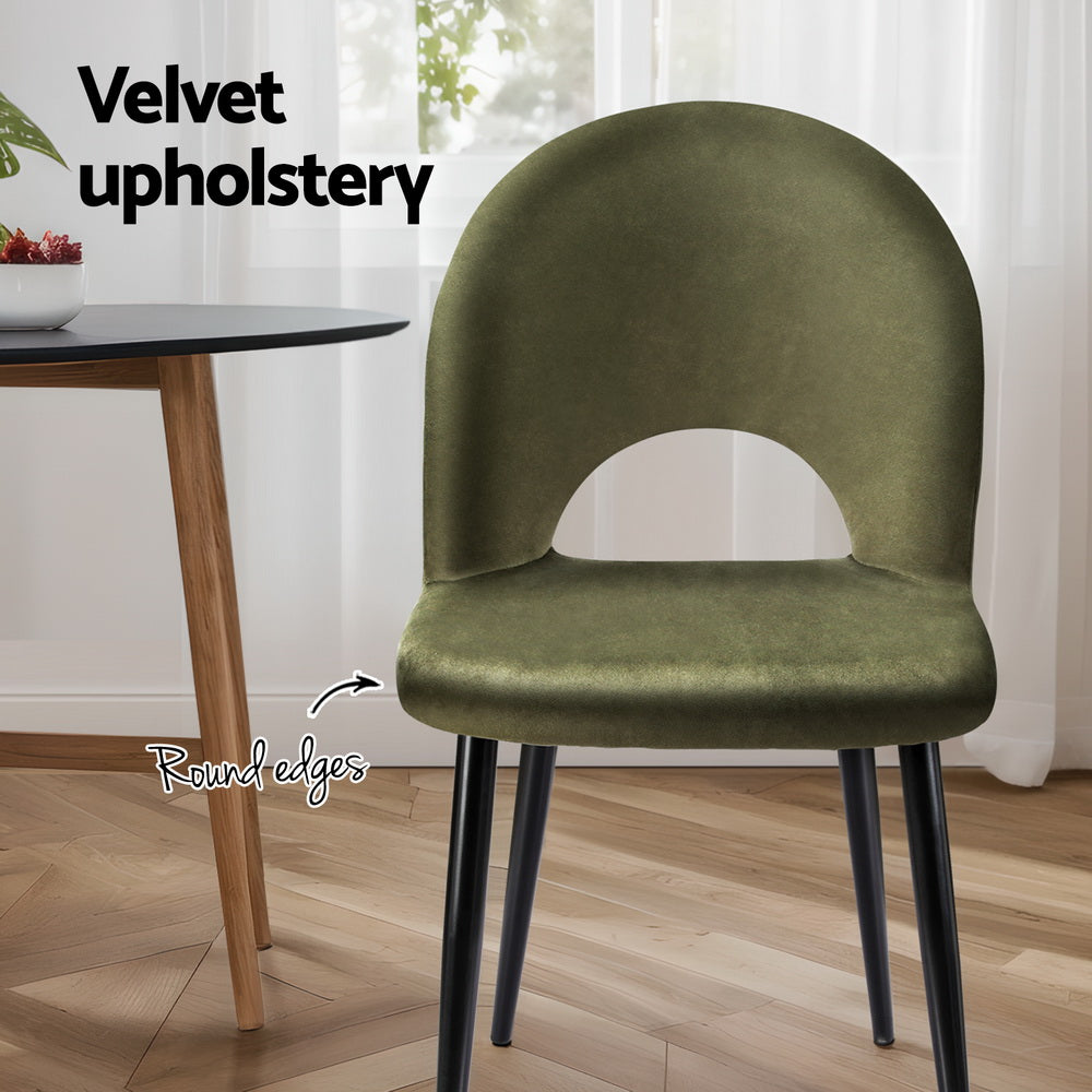 Artiss Dining Chairs Set of 4 Velvet Hollow Green - Homecoze