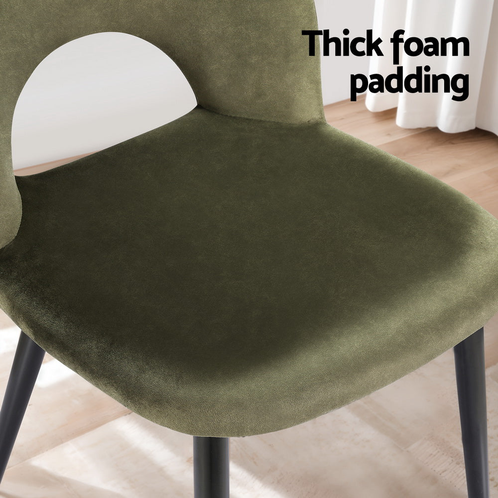 Artiss Dining Chairs Set of 4 Velvet Hollow Green - Homecoze