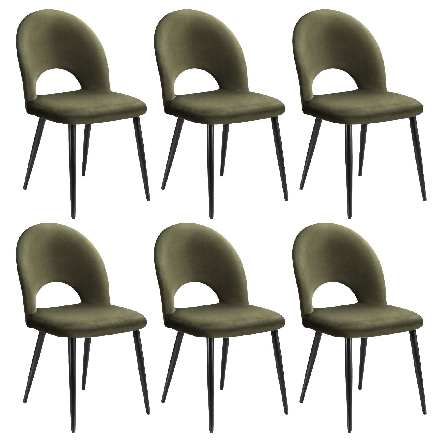 Elina (Set of 6) Modern Velvet Dining Chairs - Green