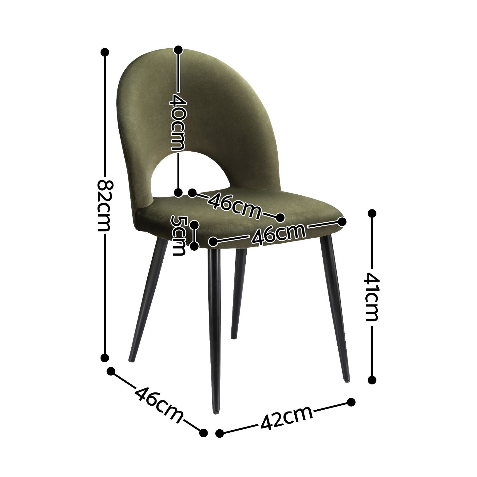 Elina (Set of 6) Modern Velvet Dining Chairs - Green