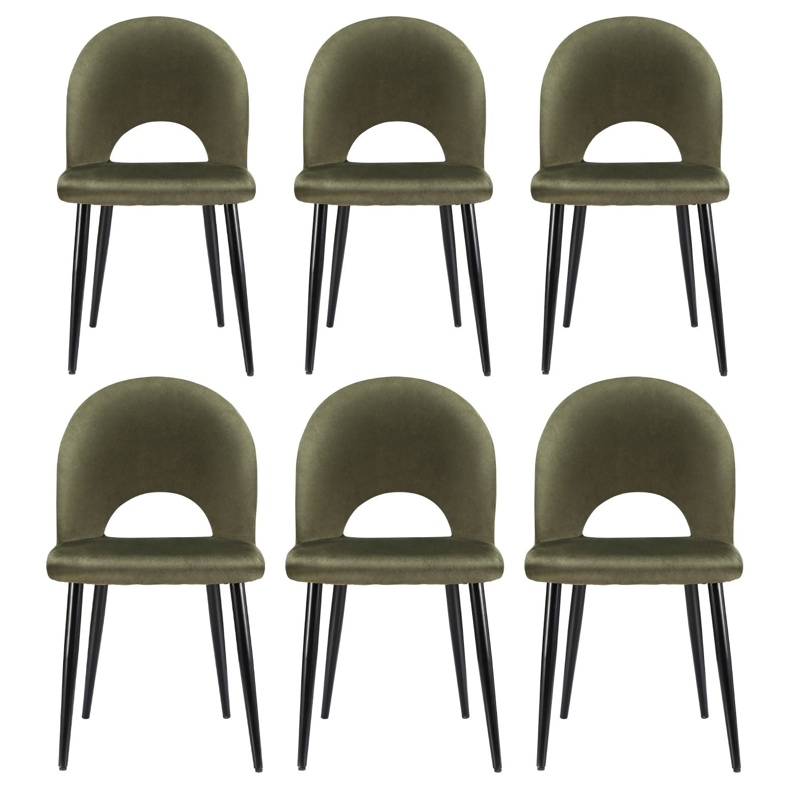 Elina (Set of 6) Modern Velvet Dining Chairs - Green