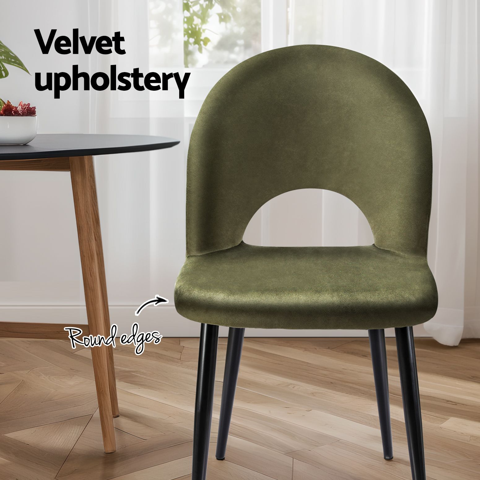 Elina (Set of 6) Modern Velvet Dining Chairs - Green