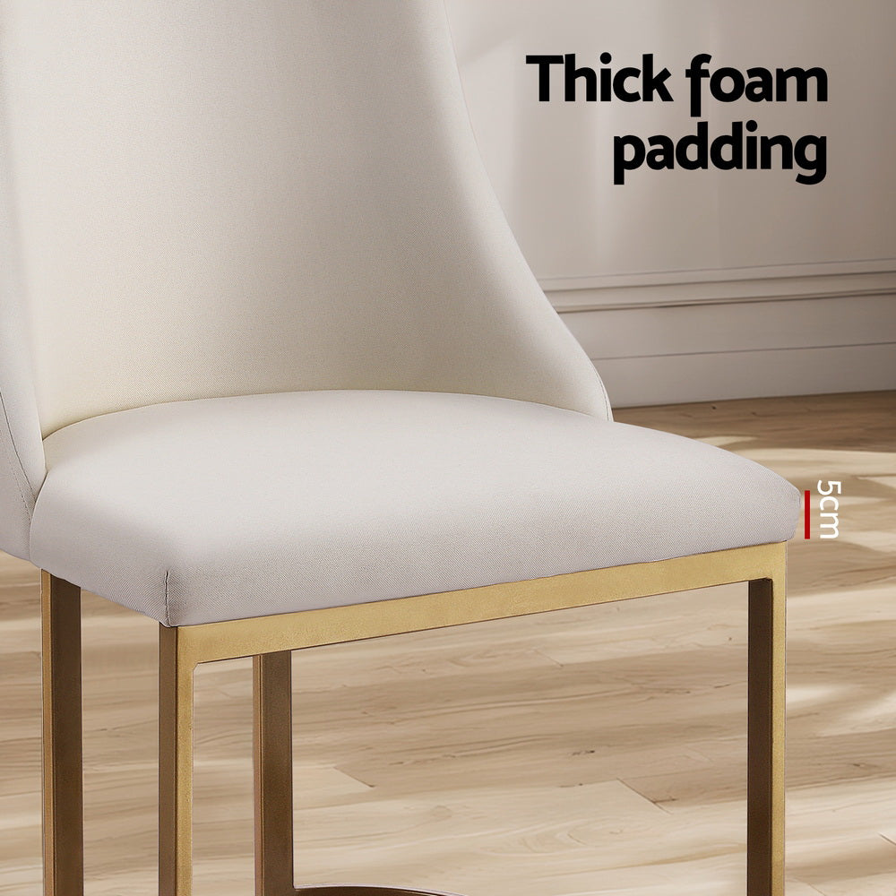 Set of 2 Elegant Modern Faux Linen Dining Chairs - Beige - Homecoze