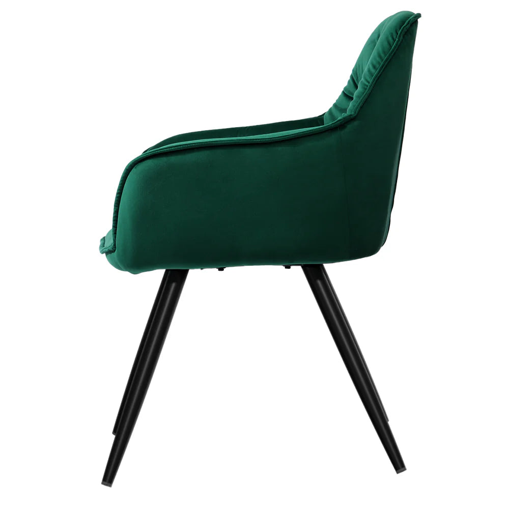 Arabella (Set of 2) Velvet Dining Chairs - Green