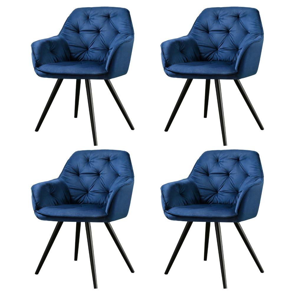 Artiss Dining Chairs Set of 4 Velvet Diamond Tufted Armchair Blue - Homecoze