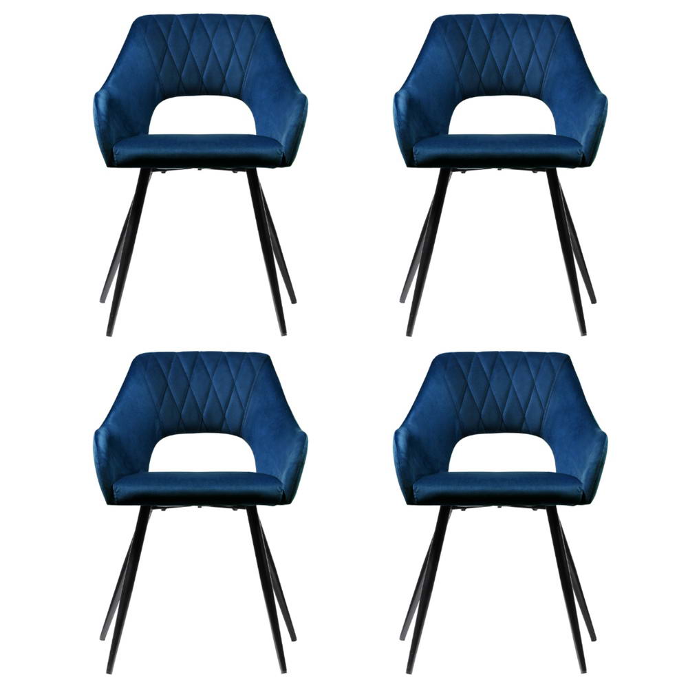 Artiss Dining Chairs Set of 4 Velvet Hollow Armchair Blue - Homecoze