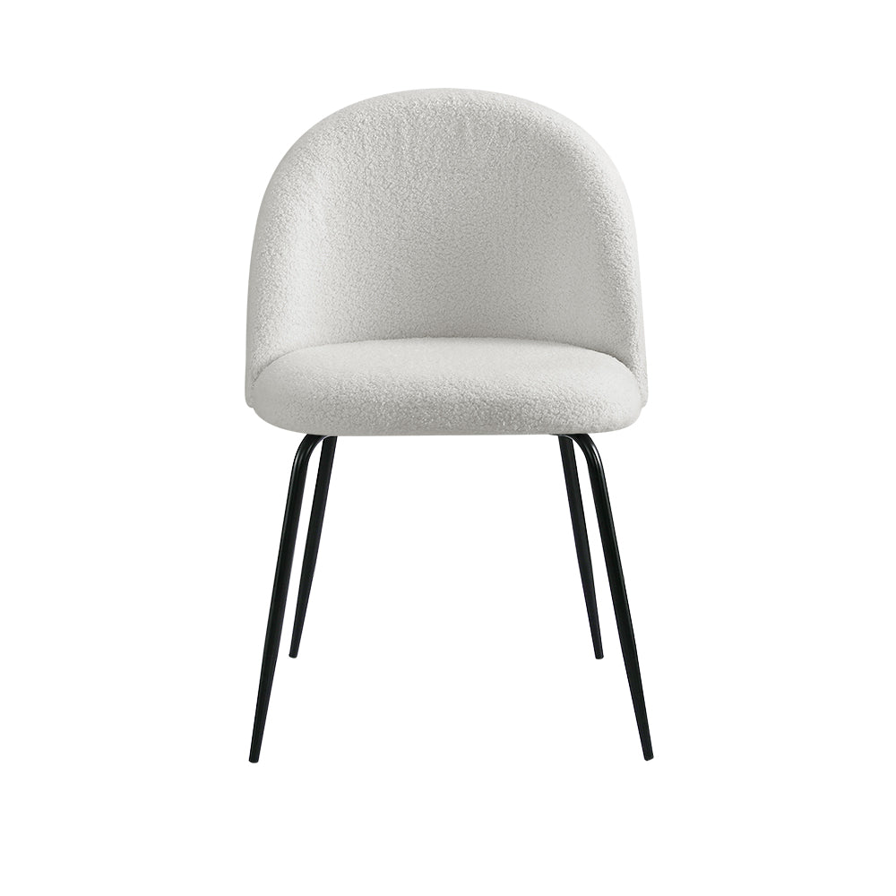 Set of 2 Premium Sherpa Boucle Dining Accent Chairs - White - Homecoze