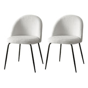 Set of 2 Premium Sherpa Boucle Dining Accent Chairs - White - Homecoze