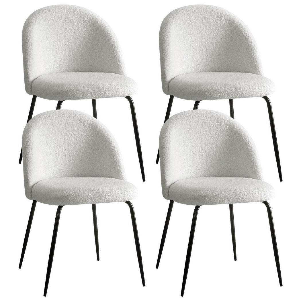 Artiss Dining Chairs Set of 4 Sherpa Boucle White - Homecoze