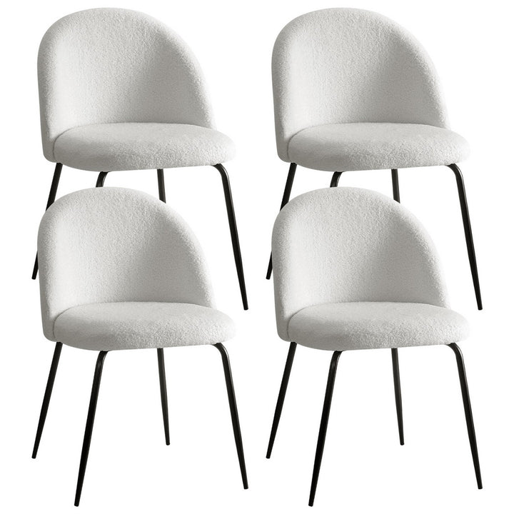 Artiss Dining Chairs Set of 4 Sherpa Boucle White - Homecoze