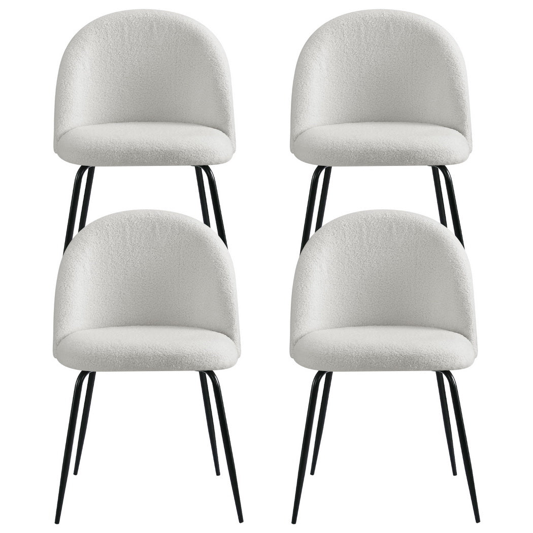 Artiss Dining Chairs Set of 4 Sherpa Boucle White - Homecoze