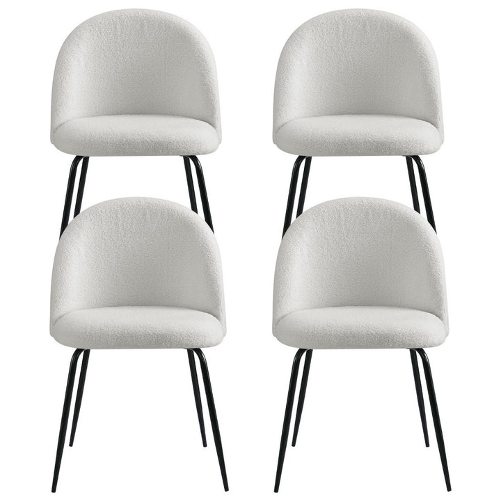 Artiss Dining Chairs Set of 4 Sherpa Boucle White - Homecoze