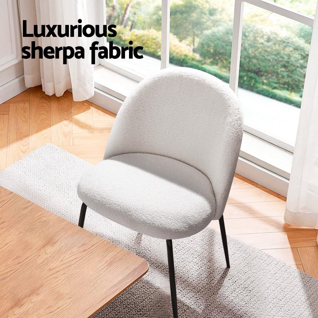 Artiss Dining Chairs Set of 4 Sherpa Boucle White - Homecoze