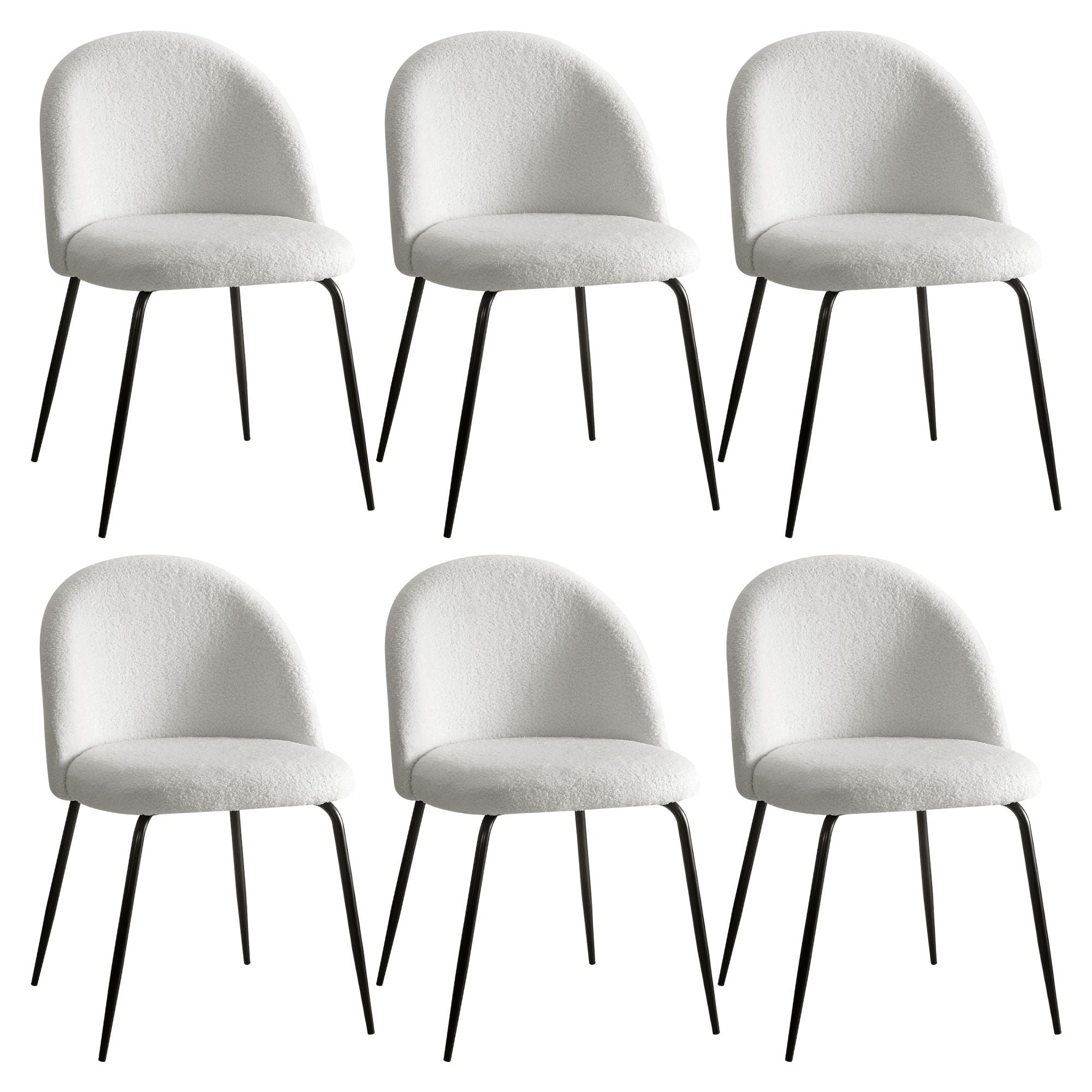Nadine (Set of 6) Sherpa Dining Chairs - White