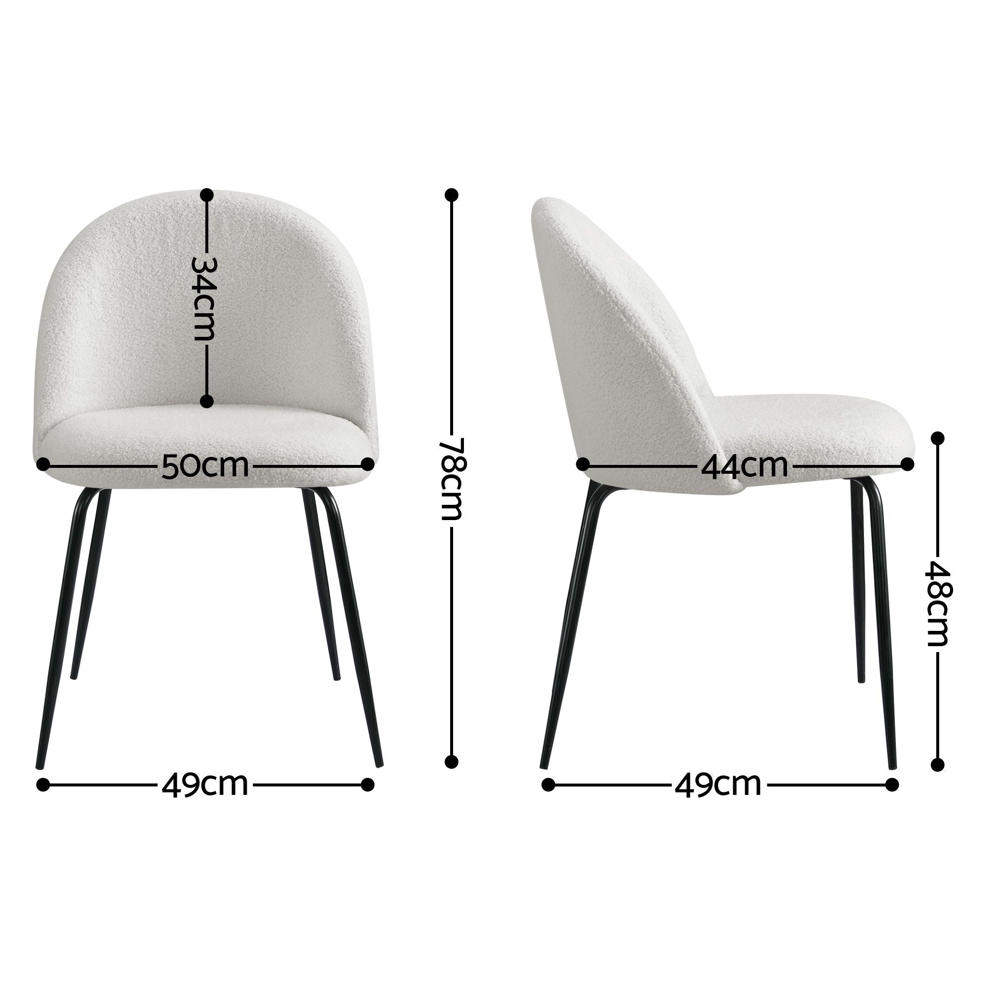 Nadine (Set of 6) Sherpa Dining Chairs - White