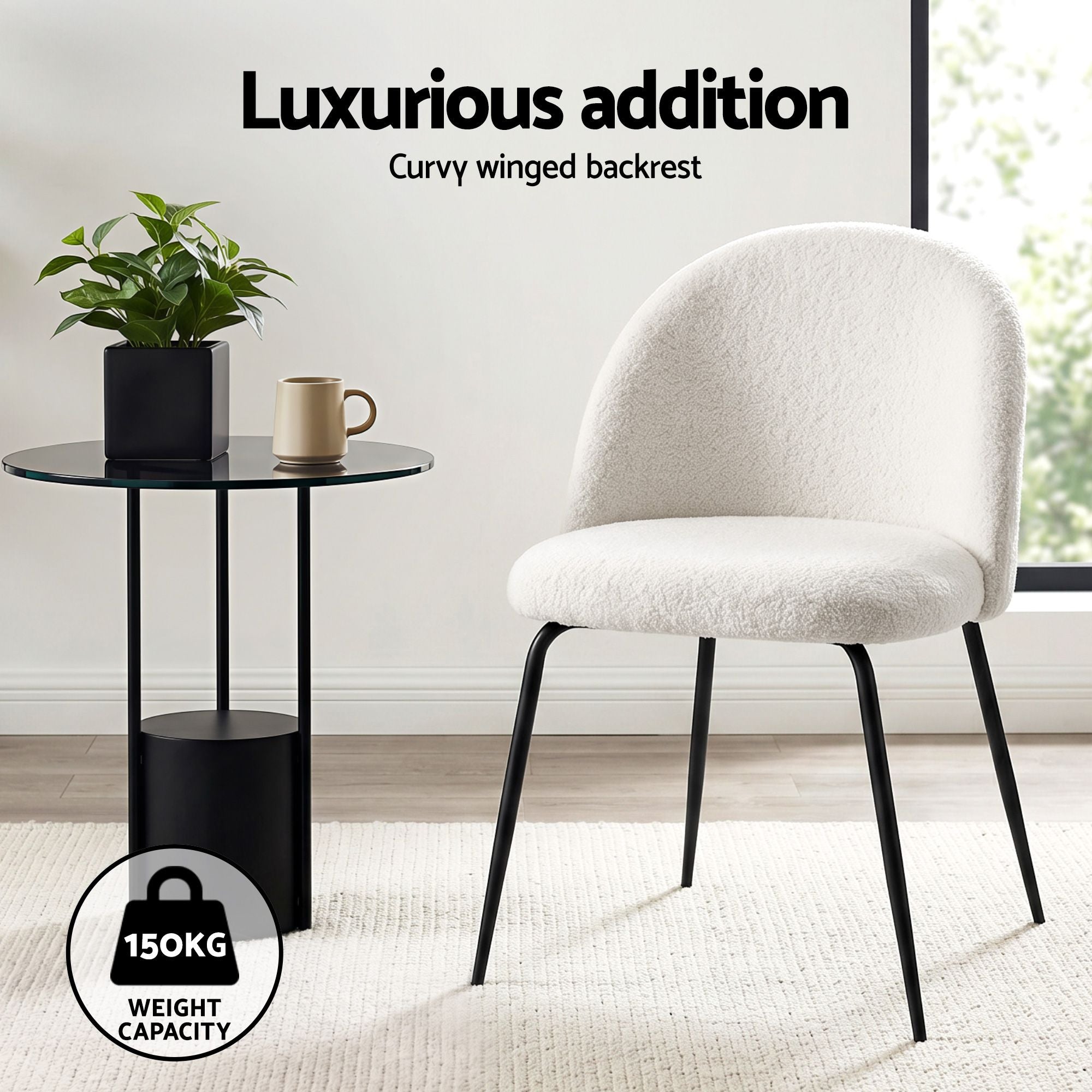 Nadine (Set of 2) Sherpa Dining Chairs - White