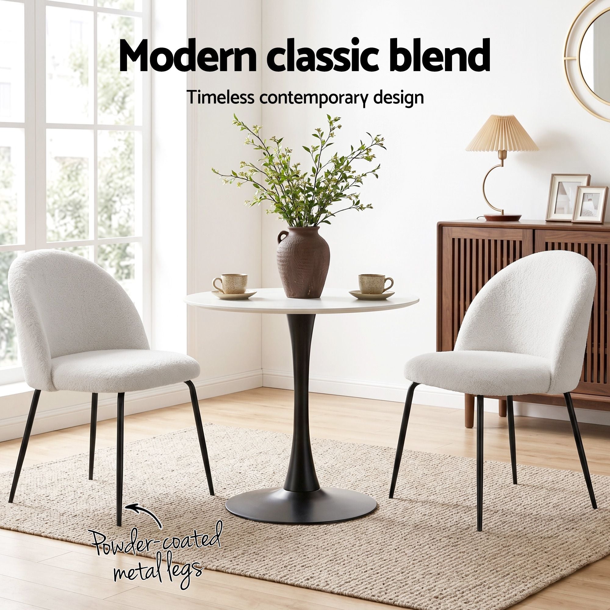 Nadine (Set of 2) Sherpa Dining Chairs - White