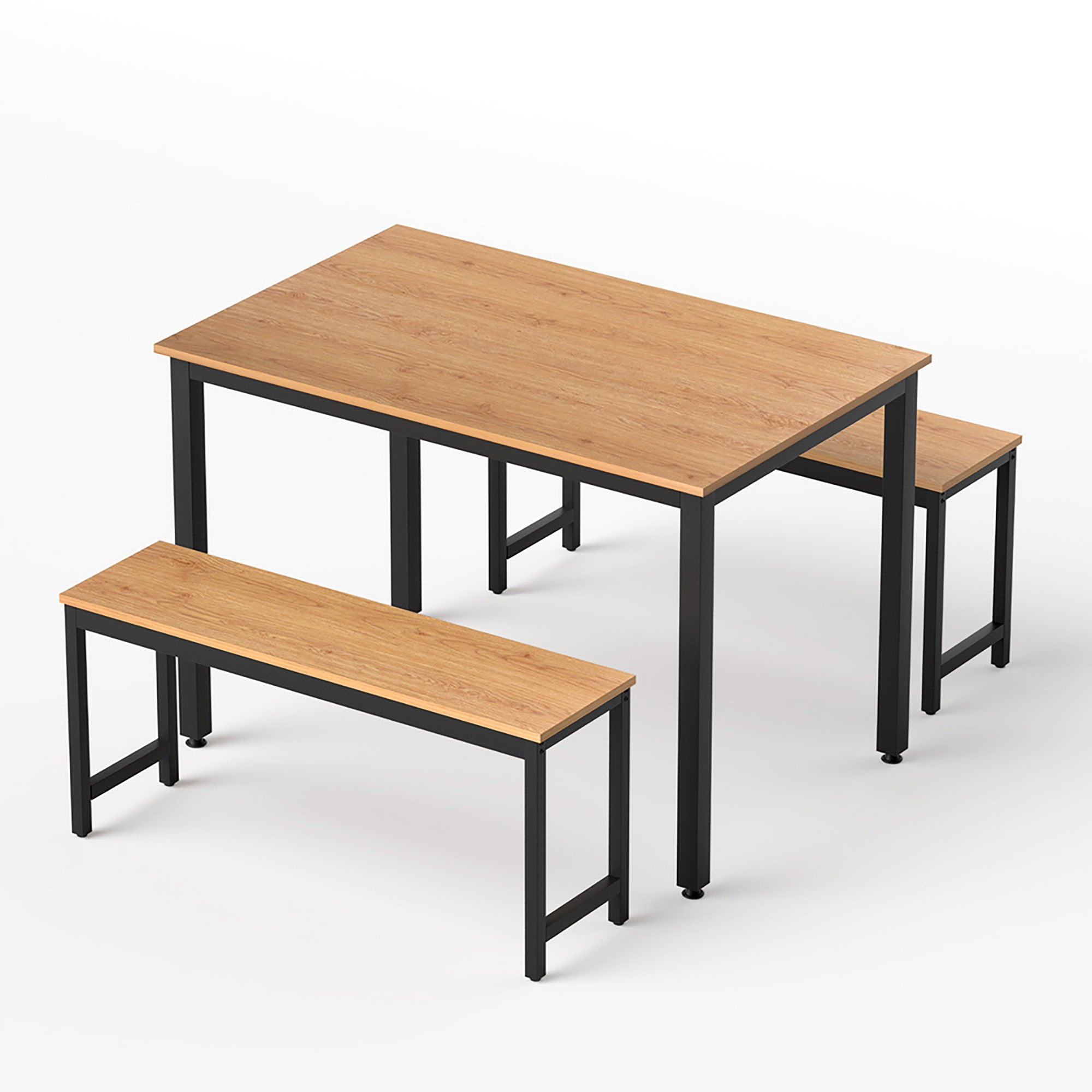 Artiss Dining Table and Chairs Set 3PCS Kitchen Metal Desk Bench Natural Oak - Homecoze