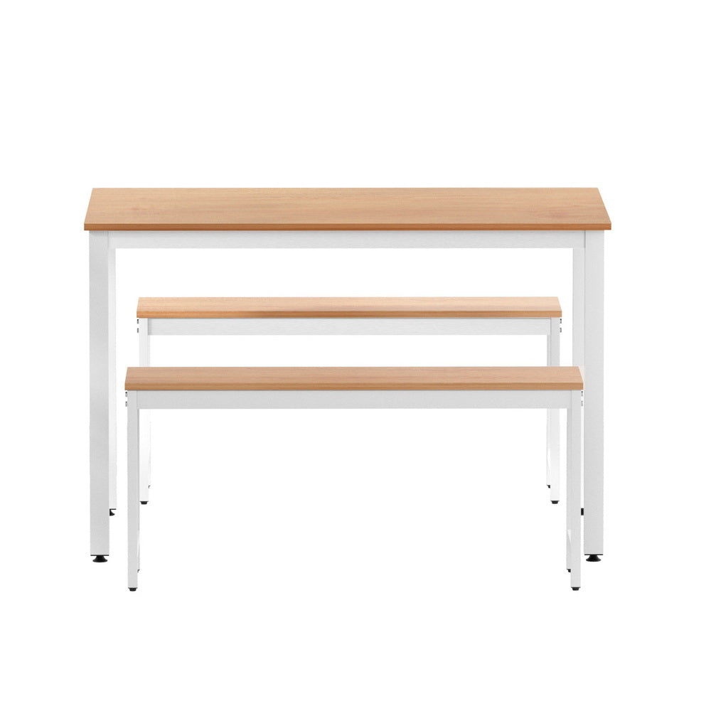 Artiss Dining Table and Chairs Set 3PCS Metal Desk Bench Sets Kitchen Furniture - Homecoze