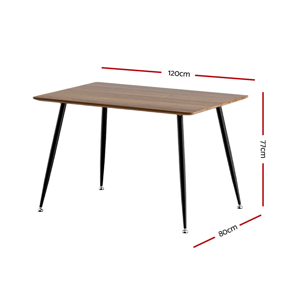 Petite Modern Wooden Dining Table 4 Seater Cafe Style - 120cm - Homecoze
