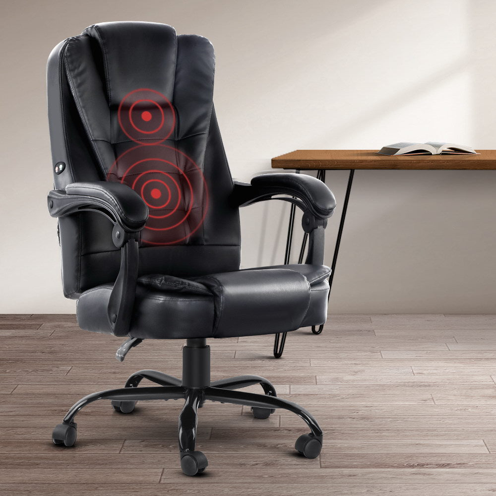2-Point Massage Office Chair PU Leather - Black - Homecoze