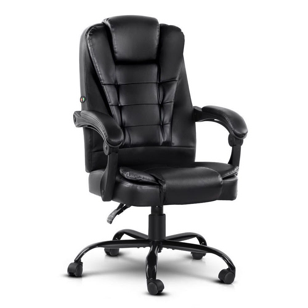 2-Point Massage Office Chair PU Leather - Black - Homecoze