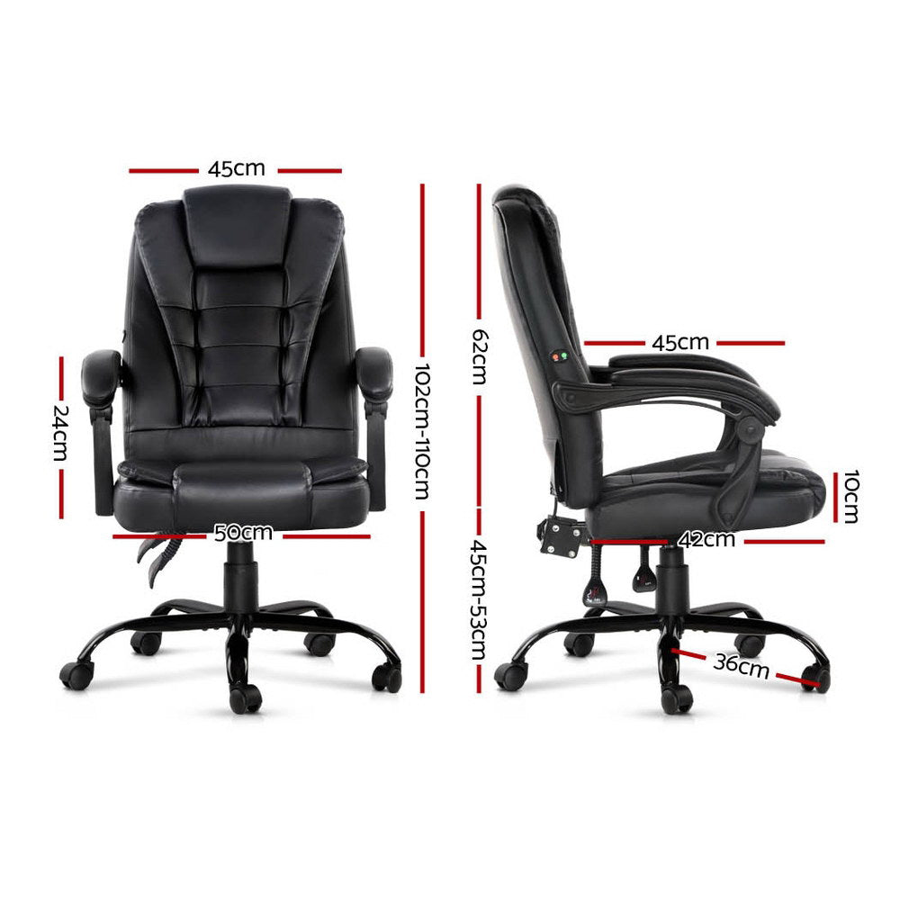 2-Point Massage Office Chair PU Leather - Black - Homecoze