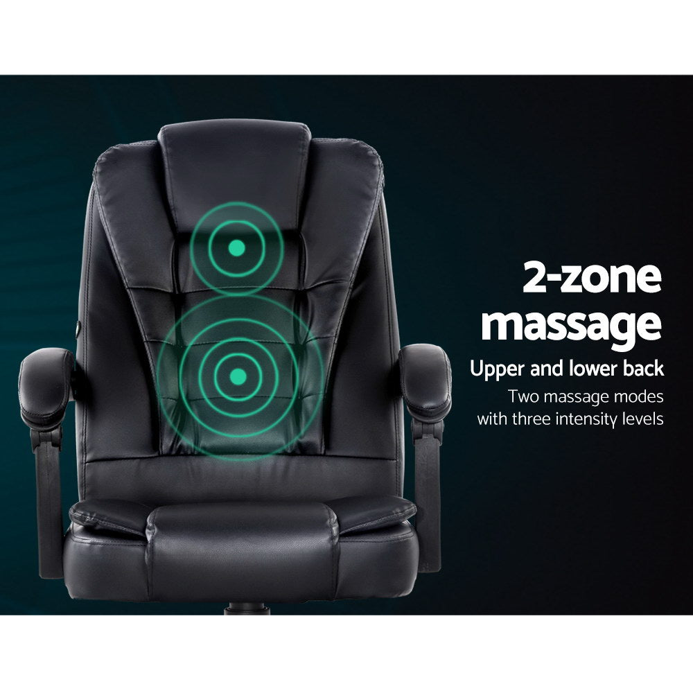 2-Point Massage Office Chair PU Leather - Black - Homecoze