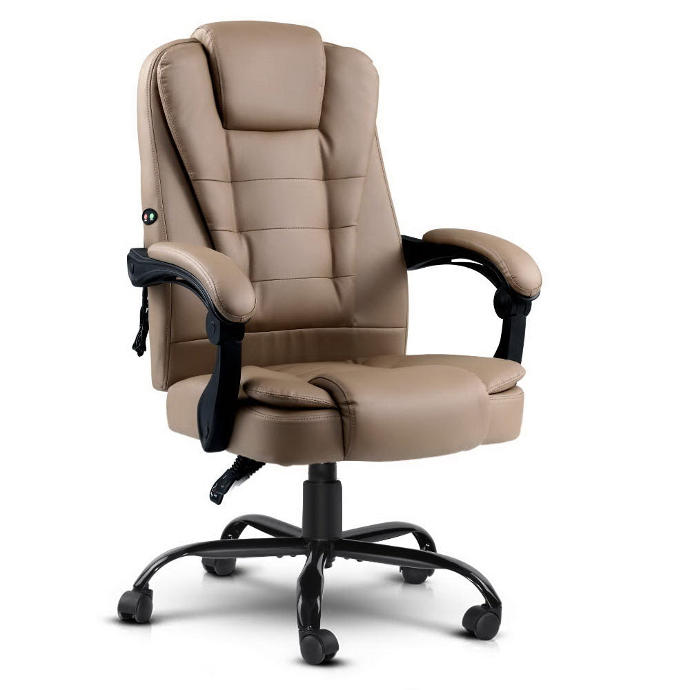 2-Point Massage Office Chair PU Leather - Espresso - Homecoze