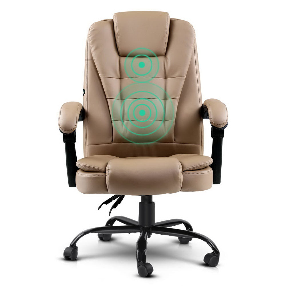 2-Point Massage Office Chair PU Leather - Espresso - Homecoze