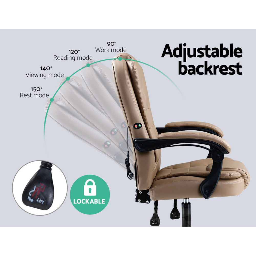 2-Point Massage Office Chair PU Leather - Espresso - Homecoze