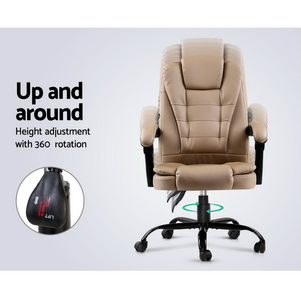 2-Point Massage Office Chair PU Leather - Espresso - Homecoze