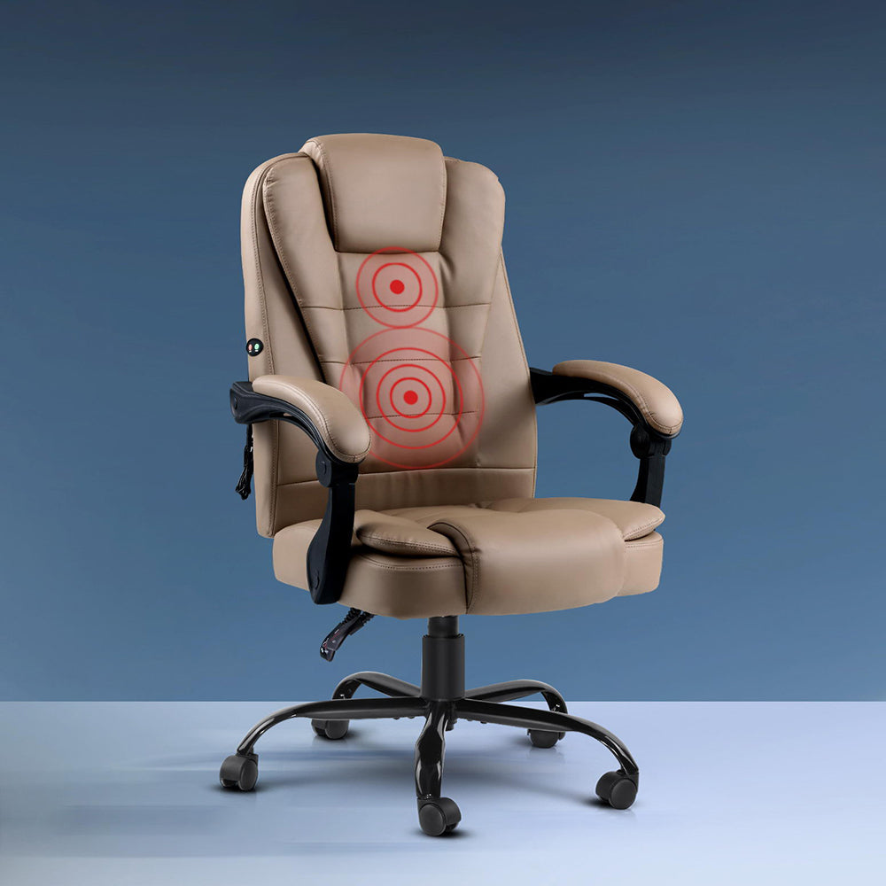 2-Point Massage Office Chair PU Leather - Espresso - Homecoze