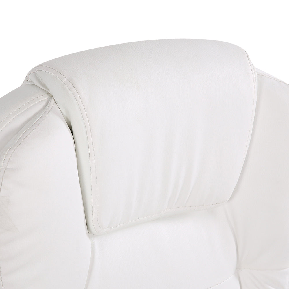 8-Point Massage Office Chair PU Leather - White - Homecoze