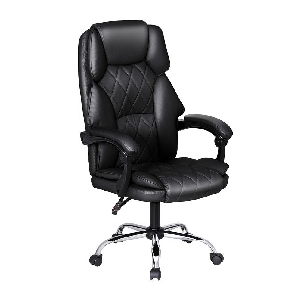 Executive Office Chair PU Leather 8-Point Massage - Black - Homecoze