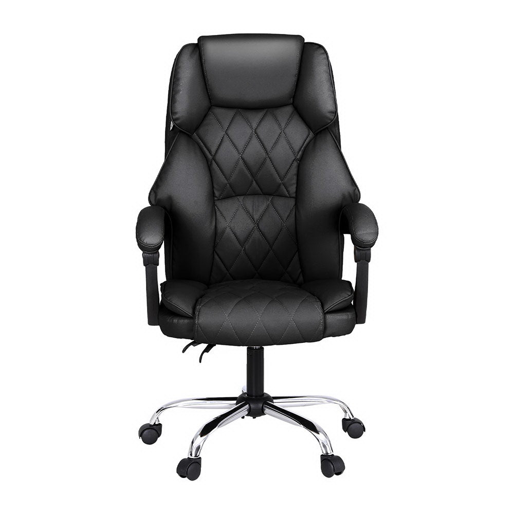 Executive Office Chair PU Leather 8-Point Massage - Black - Homecoze