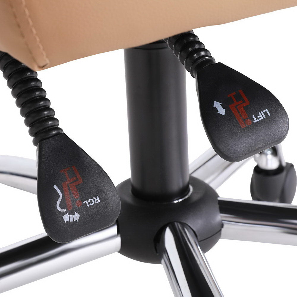 Executive Office Chair PU Leather 8-Point Massage - Tan Brown - Homecoze
